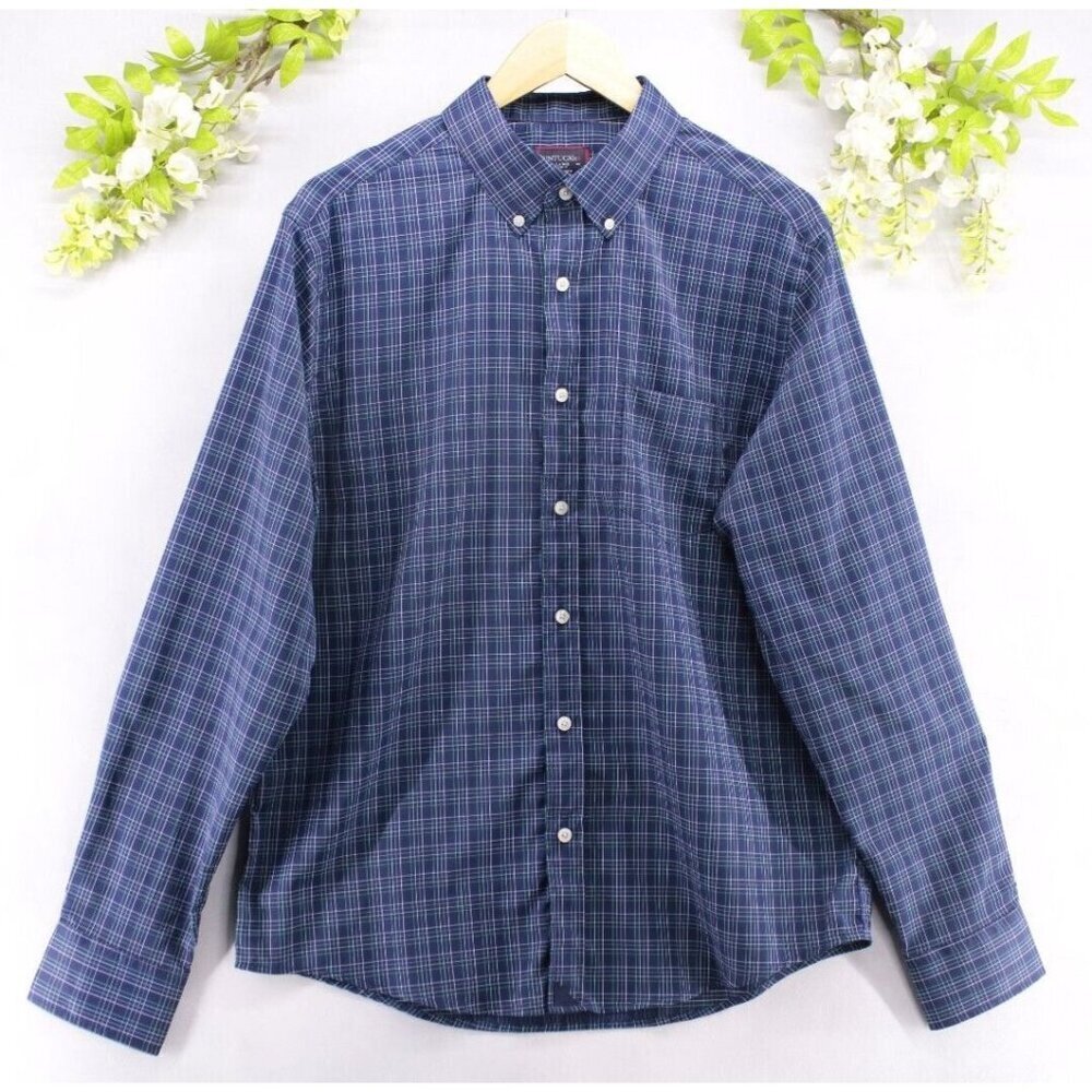 UNTUCKit Men's Slim Fit Button Up Casual Long Sleeve Blue Sz L